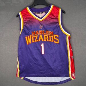 Harlem Wizards Basketball Jersey #1 Wiz Kid Signed Youth XL Purple Red Sports‎